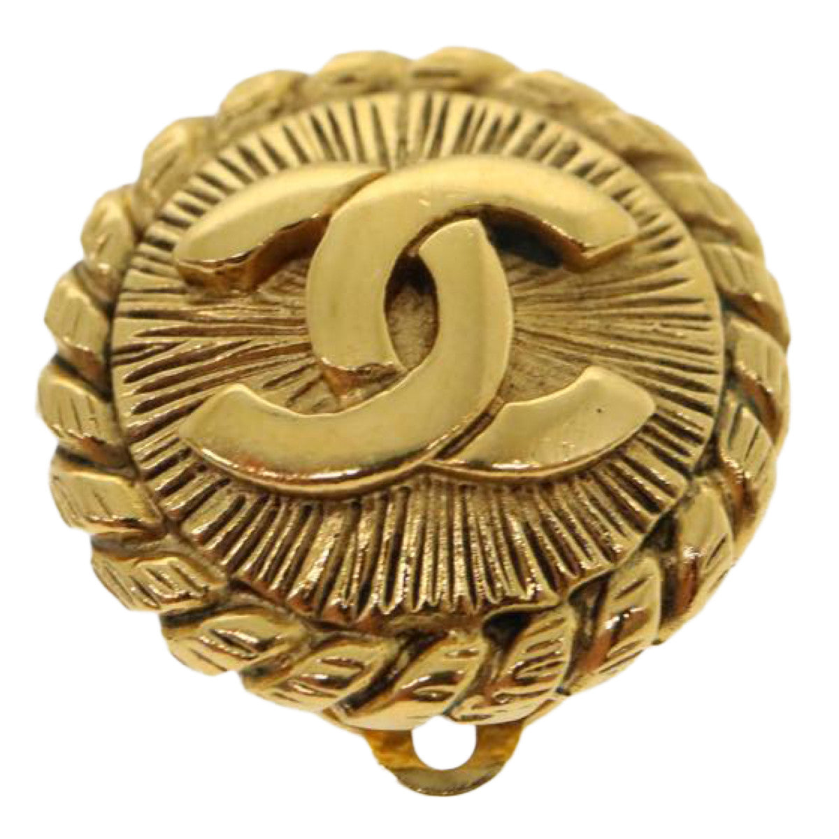 Chanel Coco Mark Earring Metal Gold Cc Auth 30468A