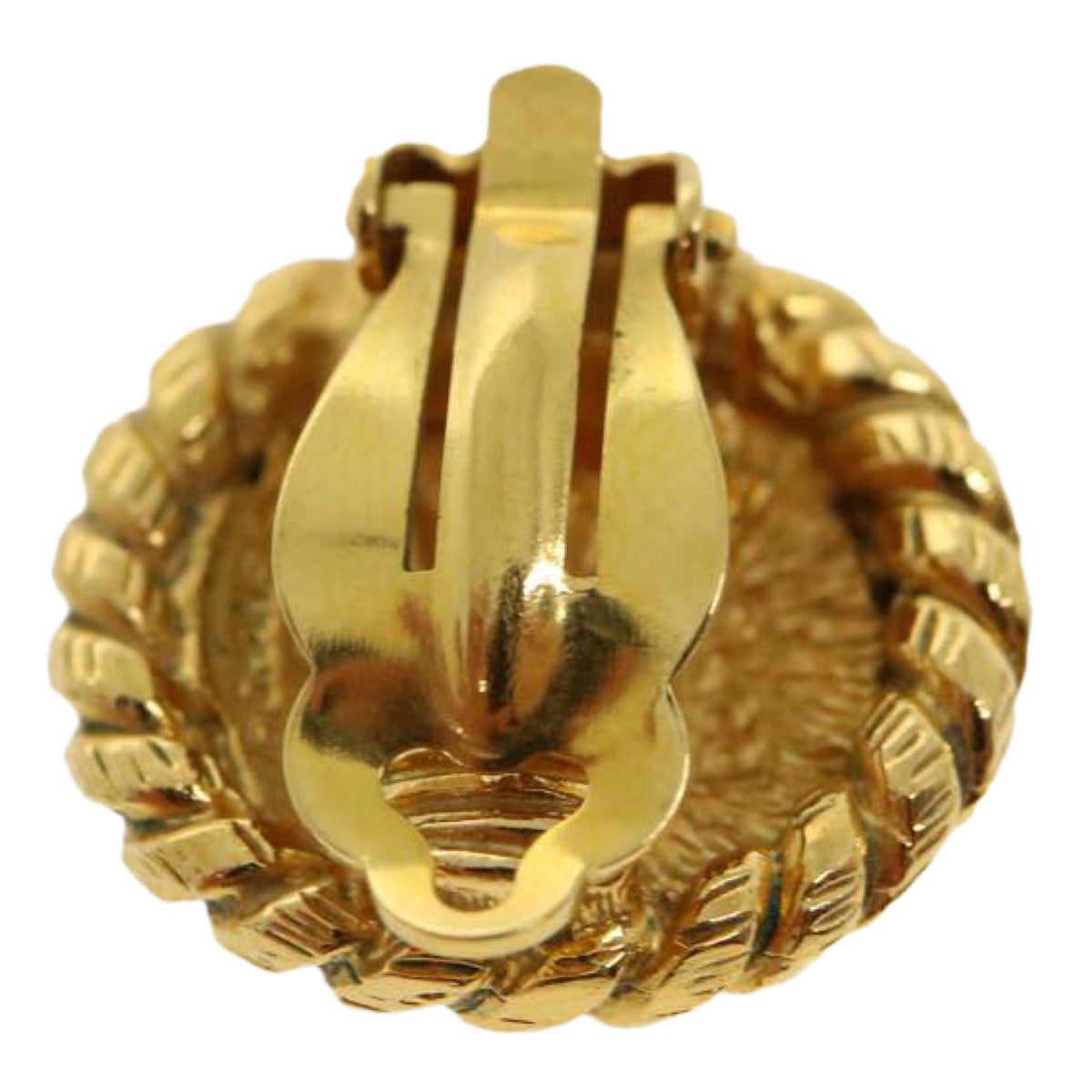 Chanel Coco Mark Earring Metal Gold Cc Auth 30468A