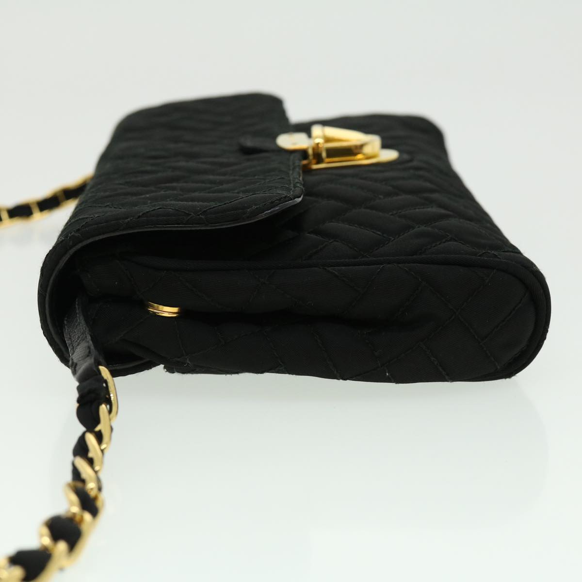 Prada Shoulder Bag Nylon Black Gold