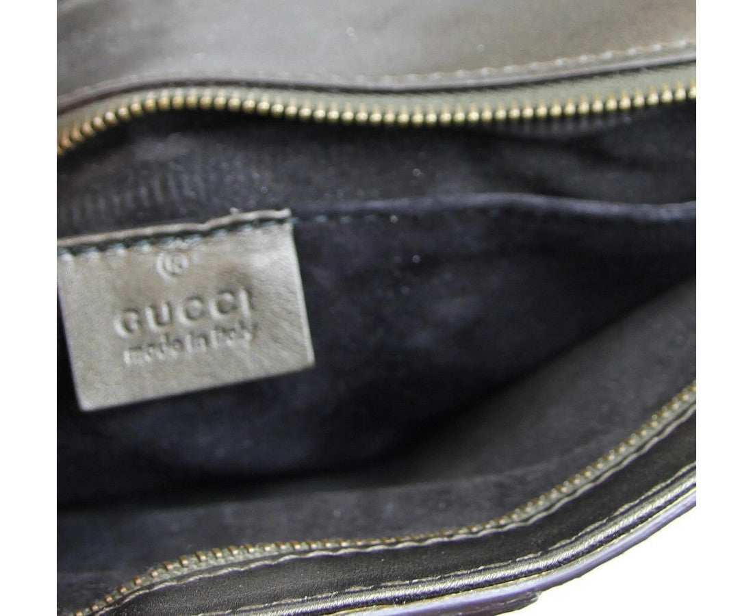 Gucci Soft Stirrup Dark Green Python Large Clutch Bag