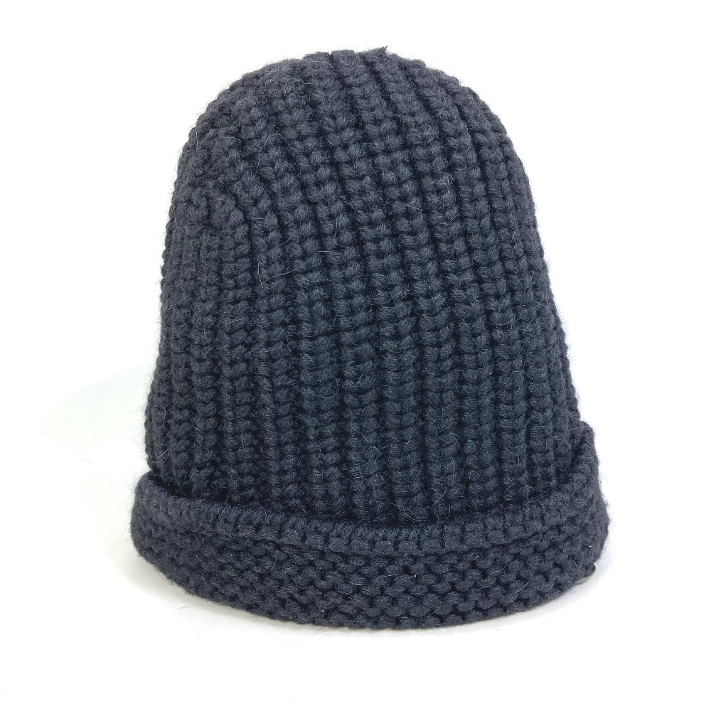 Chanel Knit hat Fabric Alpaca Silk Beanie Black