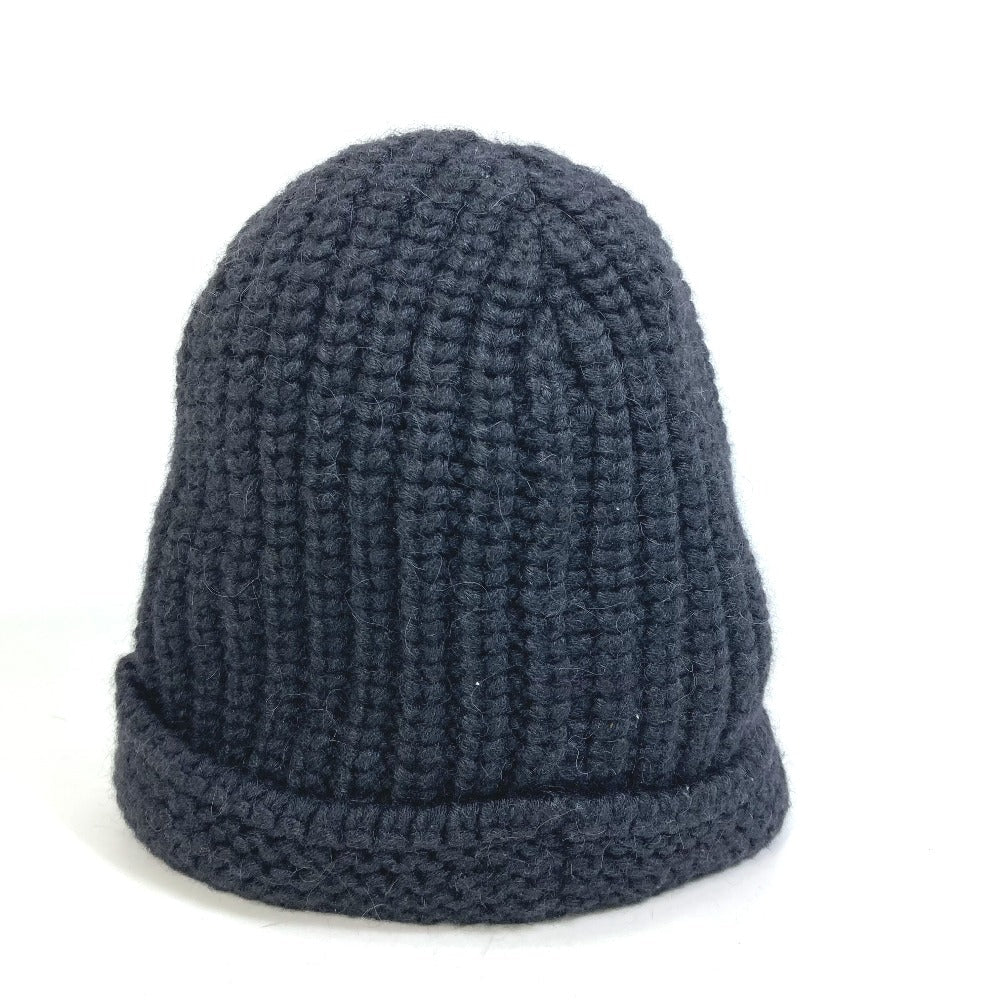 Chanel Knit hat Fabric Alpaca Silk Beanie Black