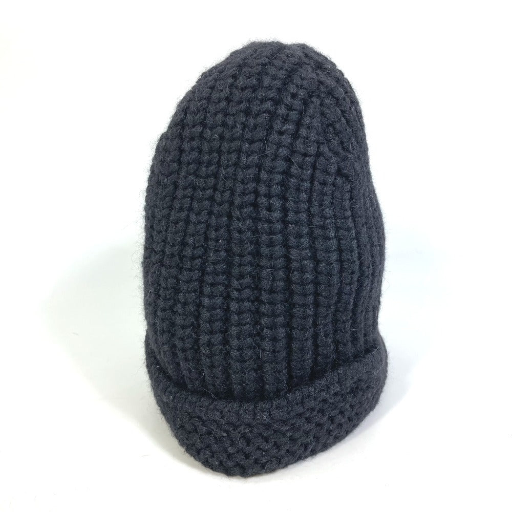 Chanel Knit hat Fabric Alpaca Silk Beanie Black