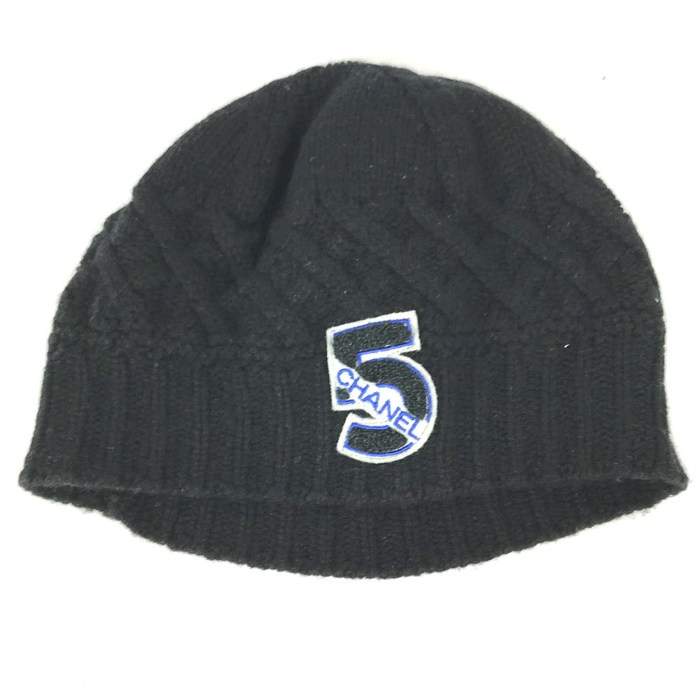 Chanel Knit hat cashmere NO 5 Number Black