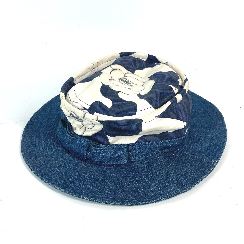 CHANEL hat canvas blue Ribbon Ribon Camellia logo denim Women 57  