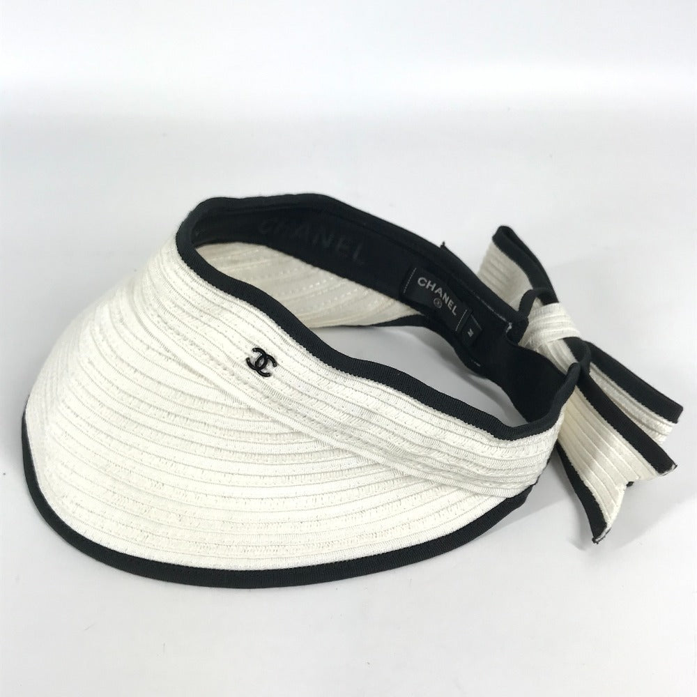 Chanel Sun visor Raffia 22P CC COCO White Handbag