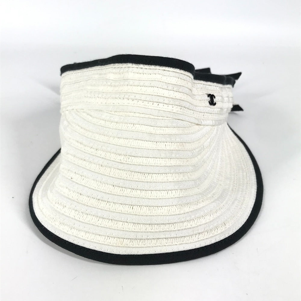 Chanel Sun visor Raffia 22P CC COCO White Handbag