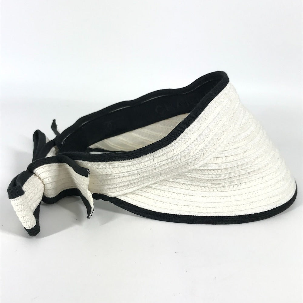 Chanel Sun visor Raffia 22P CC COCO White Handbag