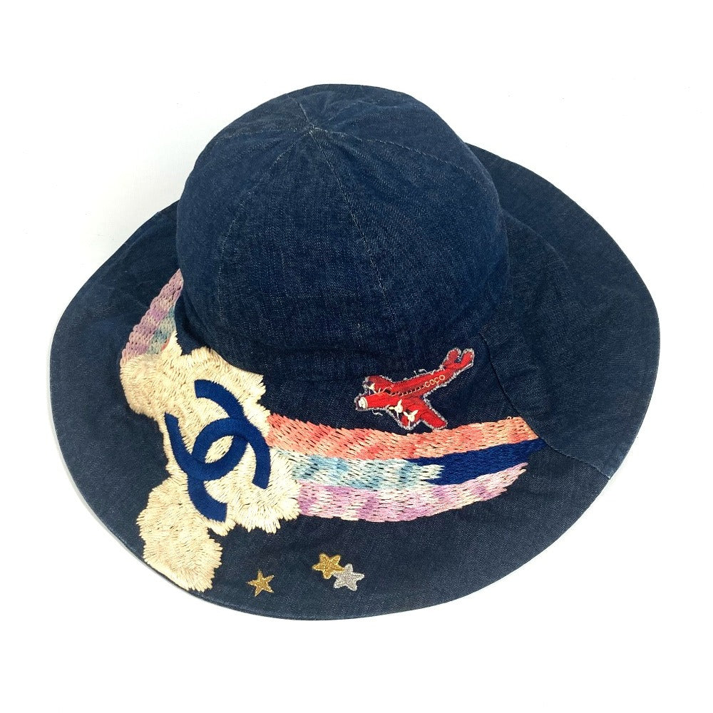 Chanel hat cotton denim Night flight L Blue