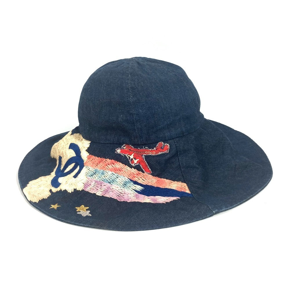 Chanel hat cotton denim Night flight L Blue