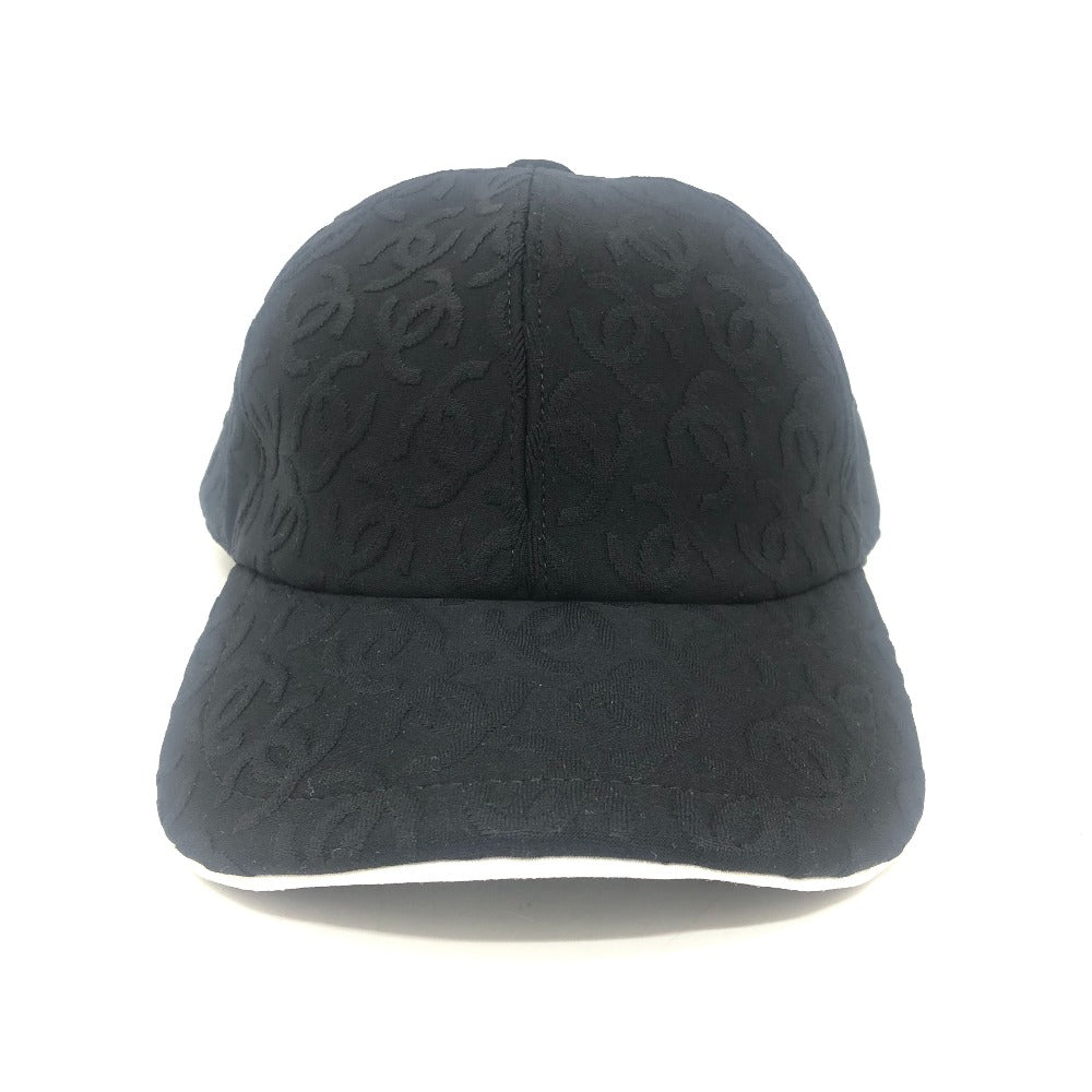 Chanel cap Cotton Nylon COCO Mark all-over Black Hat