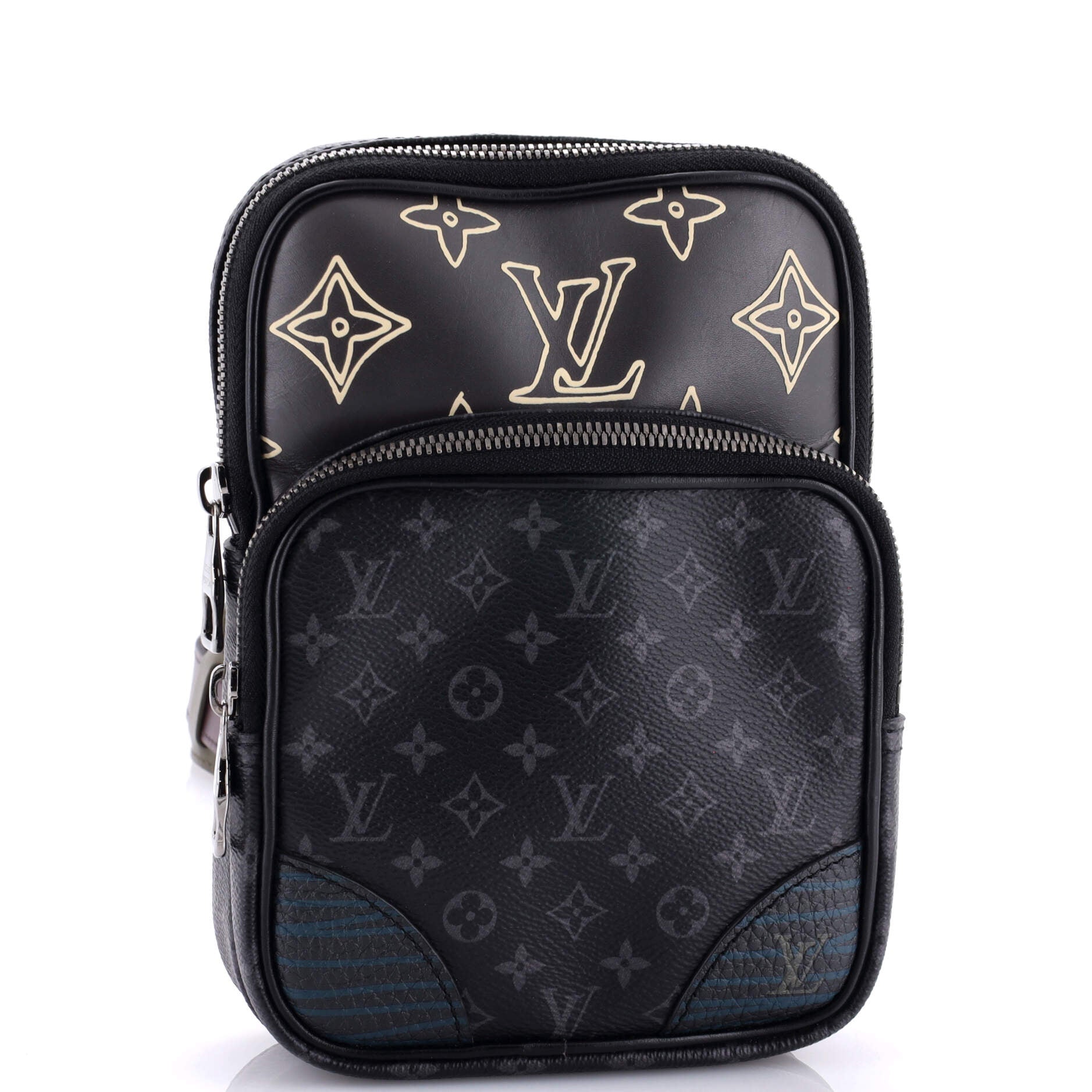 Louis Vuitton Amazone Sling Bag Patchwork Eclipse And Printed Leather Canvas Crossbody Bag
