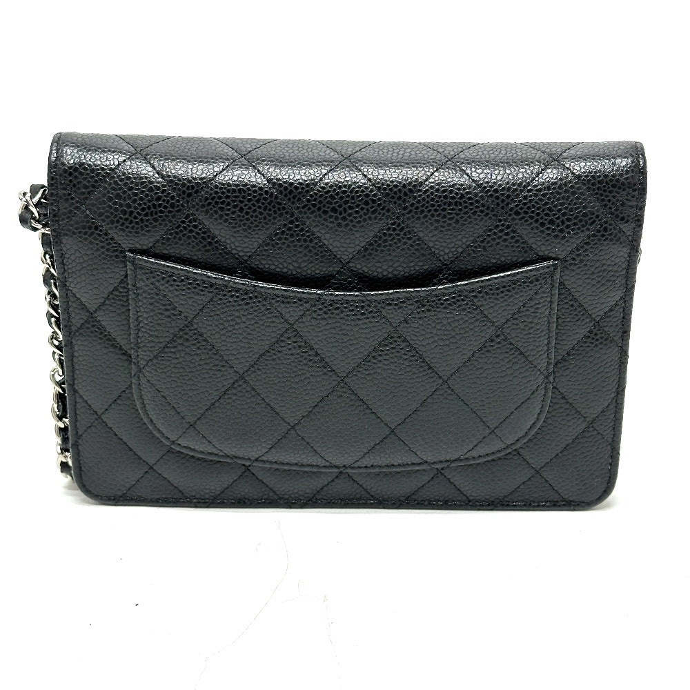 Chanel Caviar skin Matrasse COCO Mark Classic Black Wallet Case