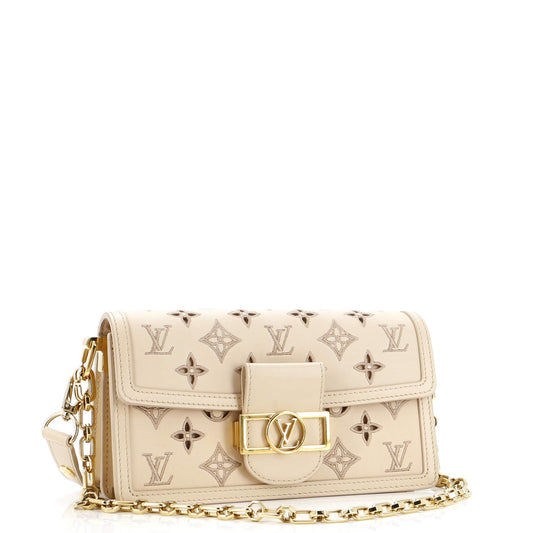 Louis Vuitton Dauphine Shoulder Bag Cutout Broderie East West Leather Monogram