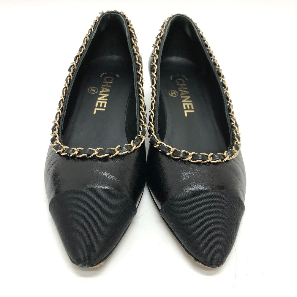 CHANEL pumps G35386 leather black 20C CC COCO Mark Chain 35  1/2