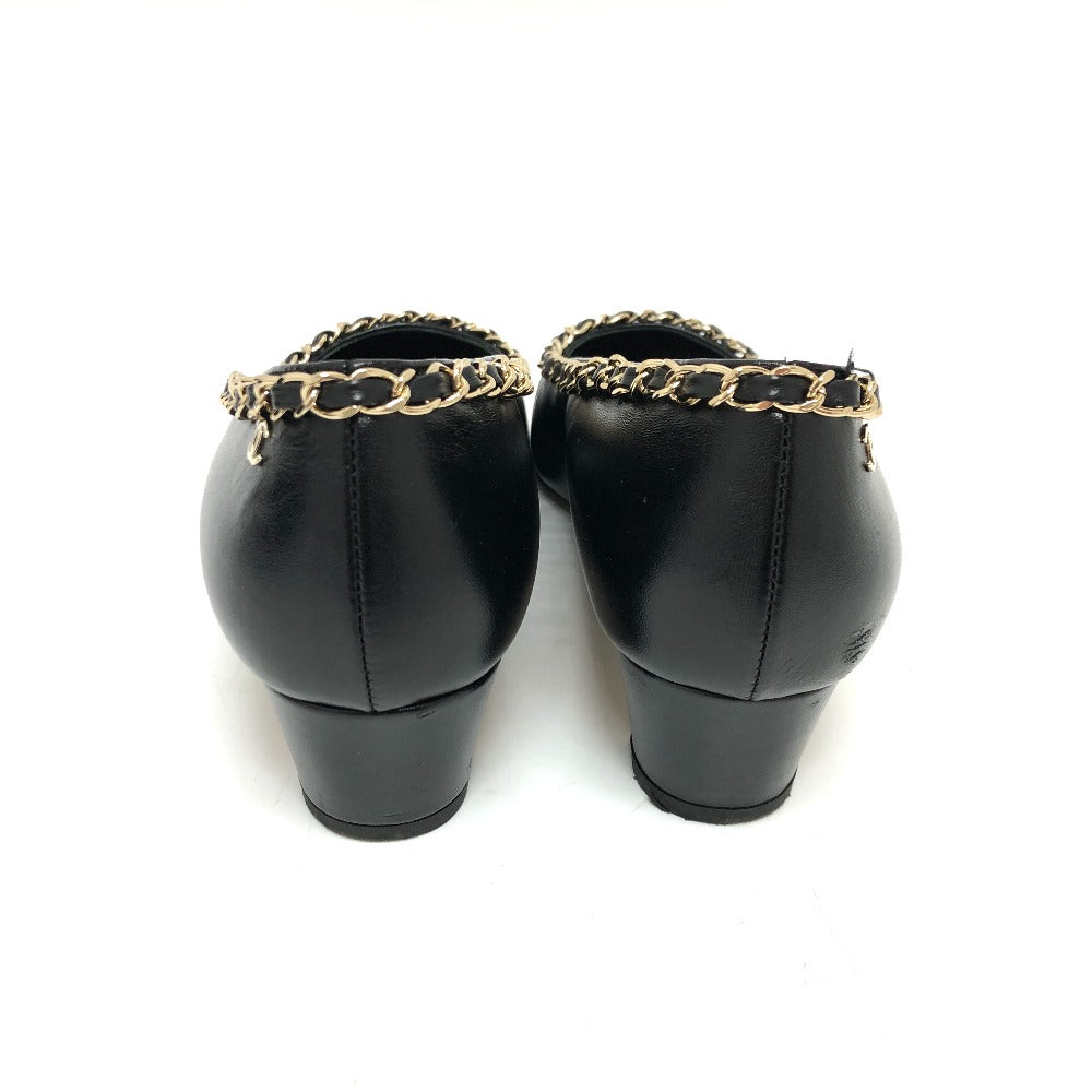 CHANEL pumps G35386 leather black 20C CC COCO Mark Chain 35  1/2