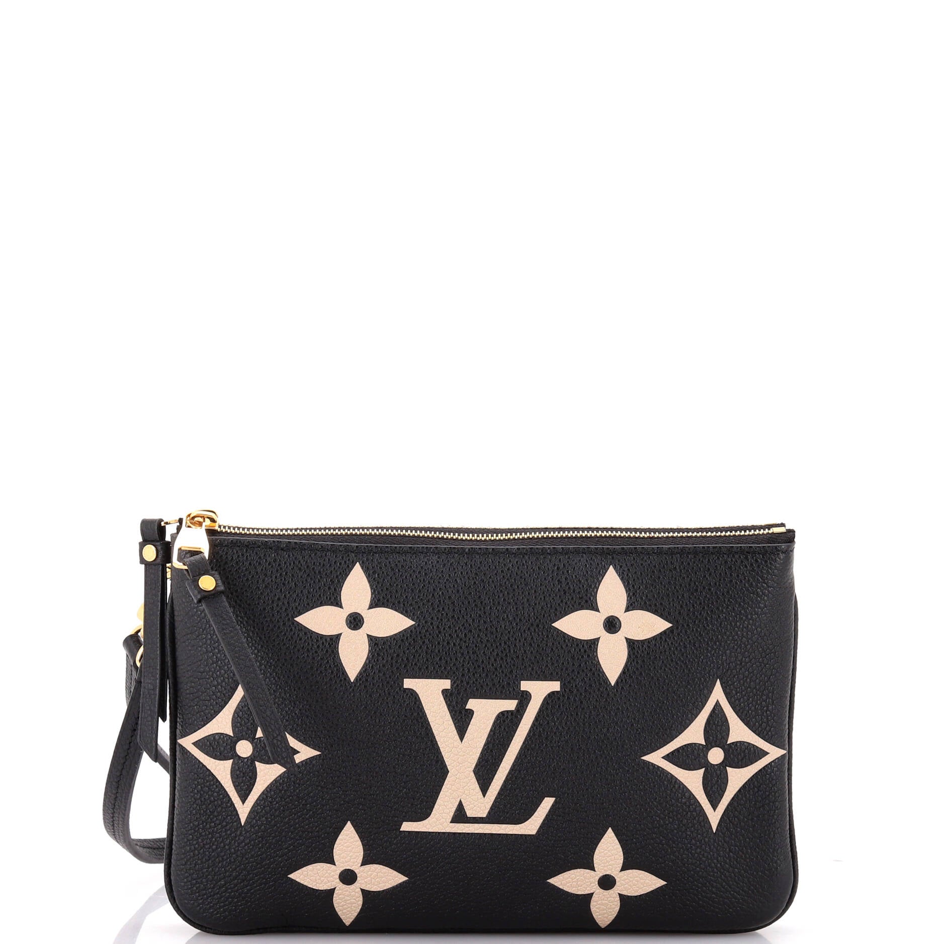 Louis Vuitton Double Zip Pochette Bicolor Empreinte Giant Shoulder Monogram Shoulder Bag