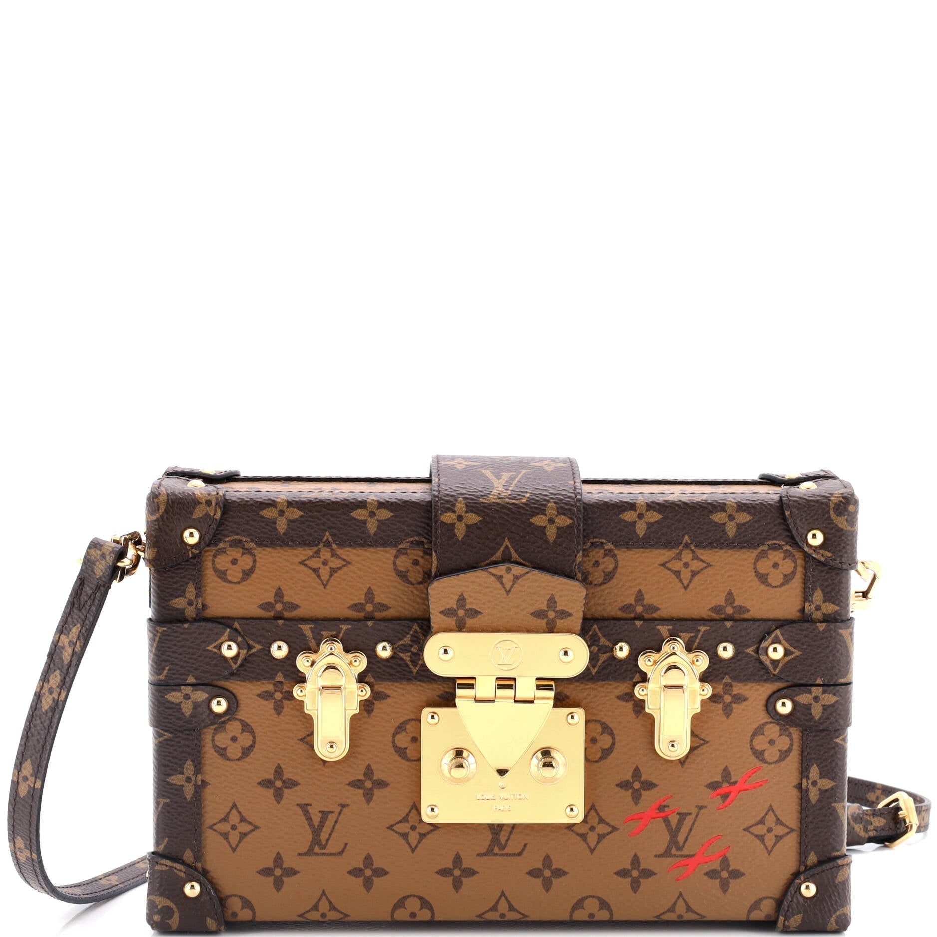 Louis Vuitton Petite Malle Handbag Reverse Canvas Monogram Clutch Bag Canvas 3067656