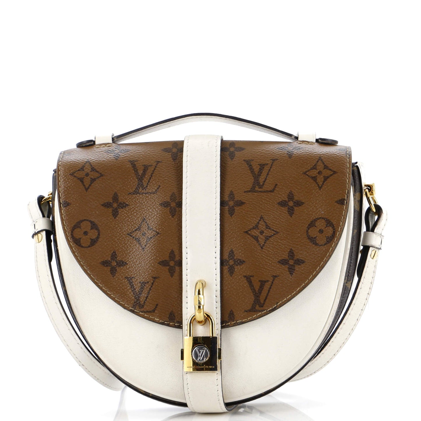 Louis Vuitton Chantilly Lock Handbag Reverse And Leather Canvas Travel Bag