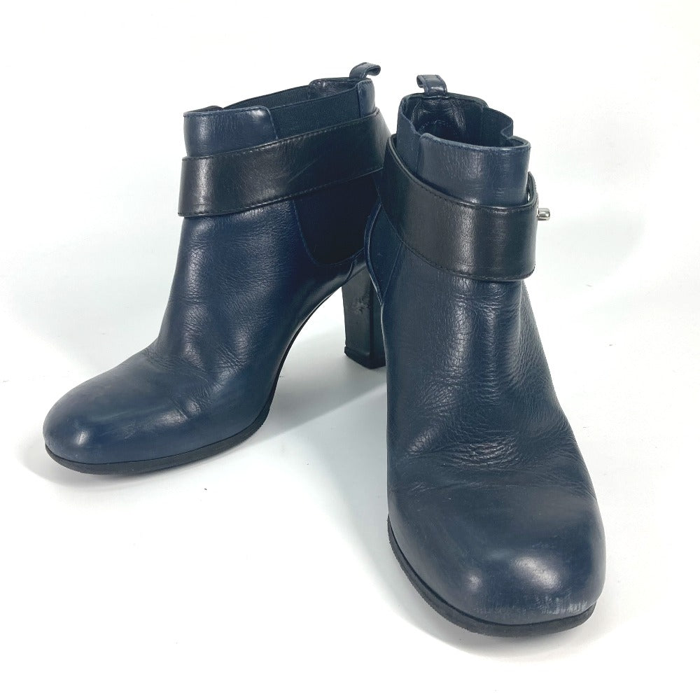 CHANEL boots G29293 leather Navy short boots shoes shoes heels CC COCO Mark Turnlock Women 37.5  