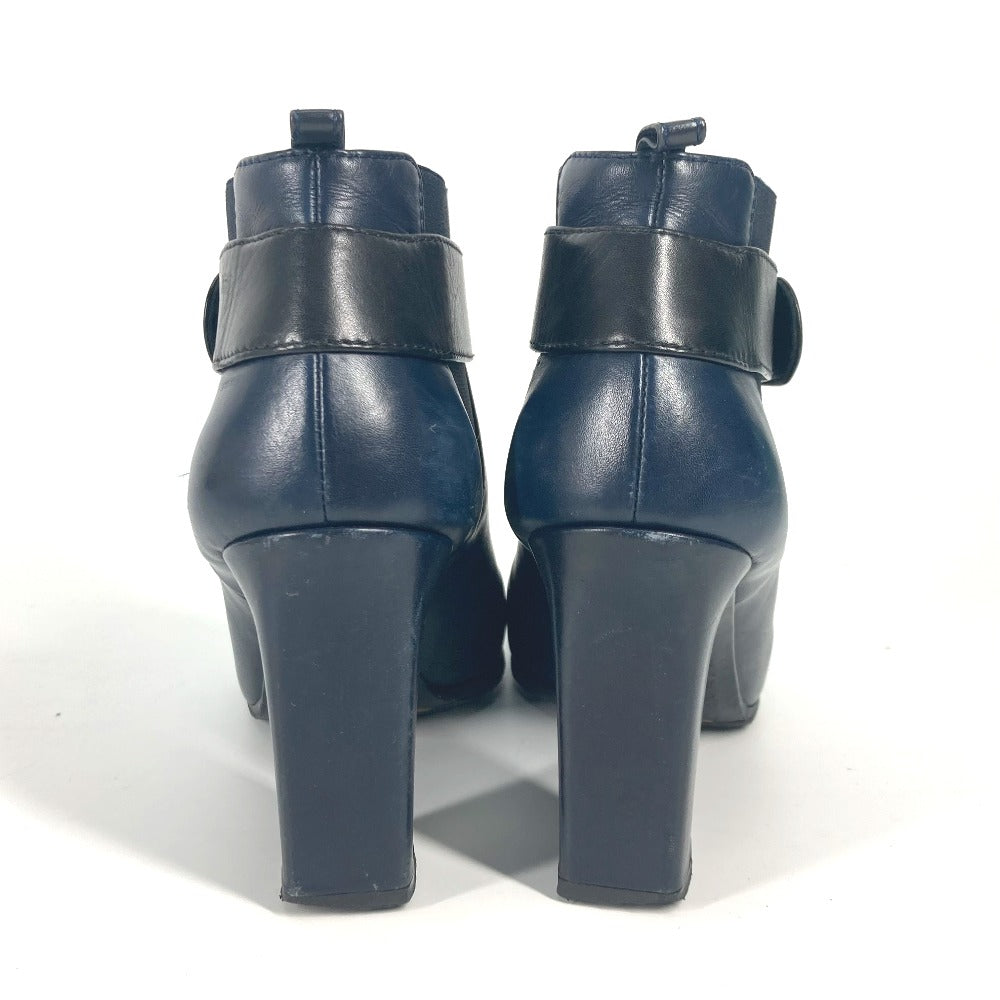 CHANEL boots G29293 leather Navy short boots shoes shoes heels CC COCO Mark Turnlock Women 37.5  