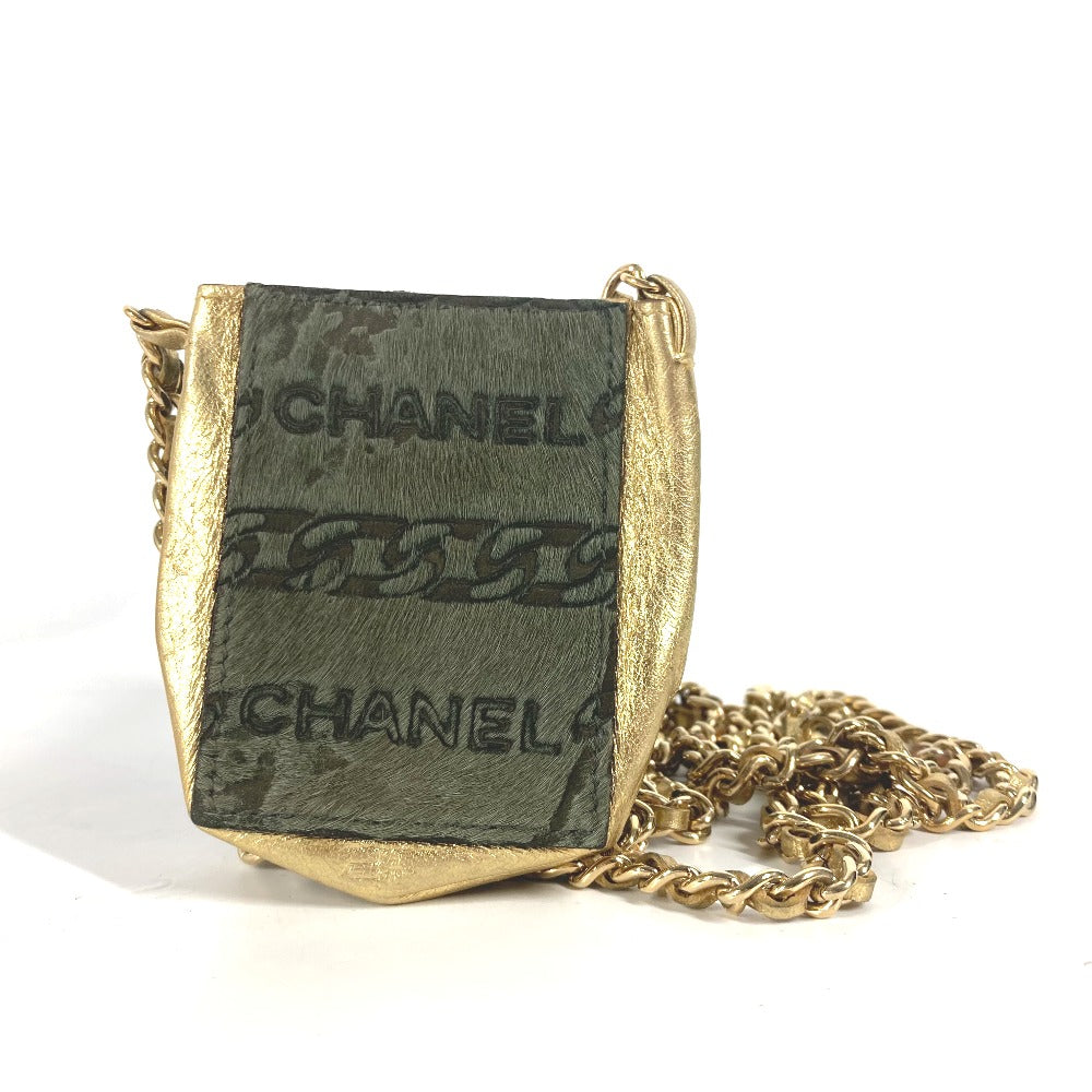 CHANEL Shoulder Bag Leather / Harako khaki bag pochette logo Chain Women  