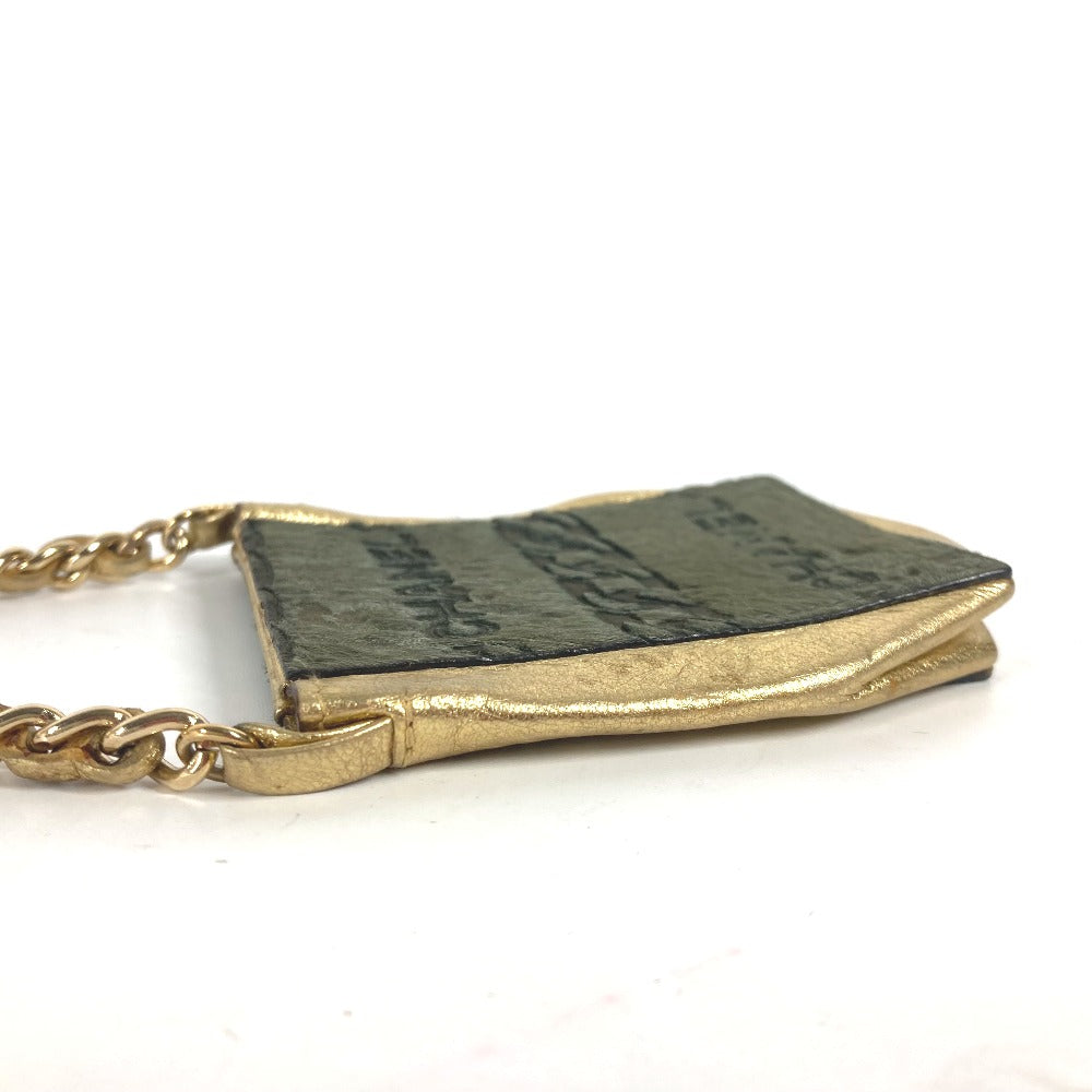 CHANEL Shoulder Bag Leather / Harako khaki bag pochette logo Chain Women  