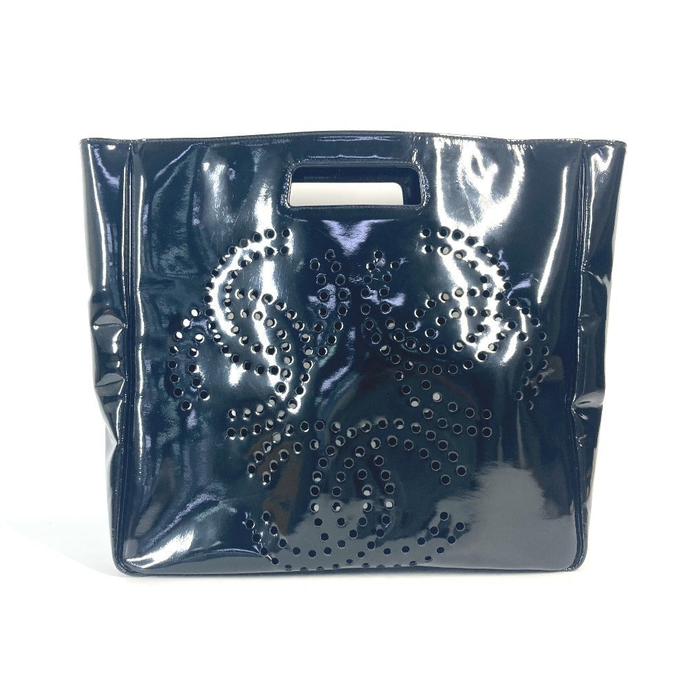 Chanel enamel Punching logo Triple Coco CC Black Handbag