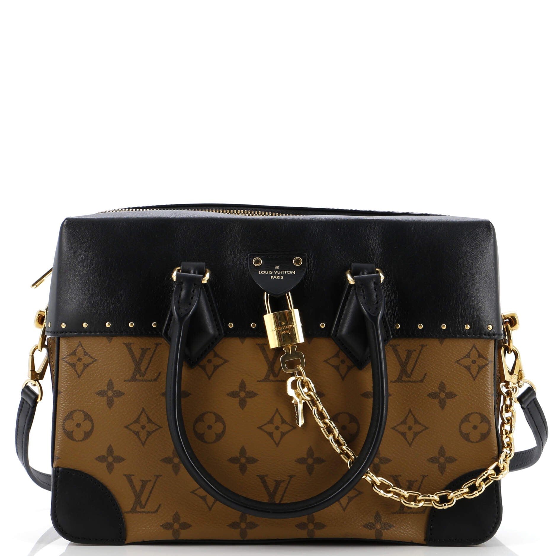 Louis Vuitton City Malle Handbag Reverse And Mm Leather Canvas Travel Bag