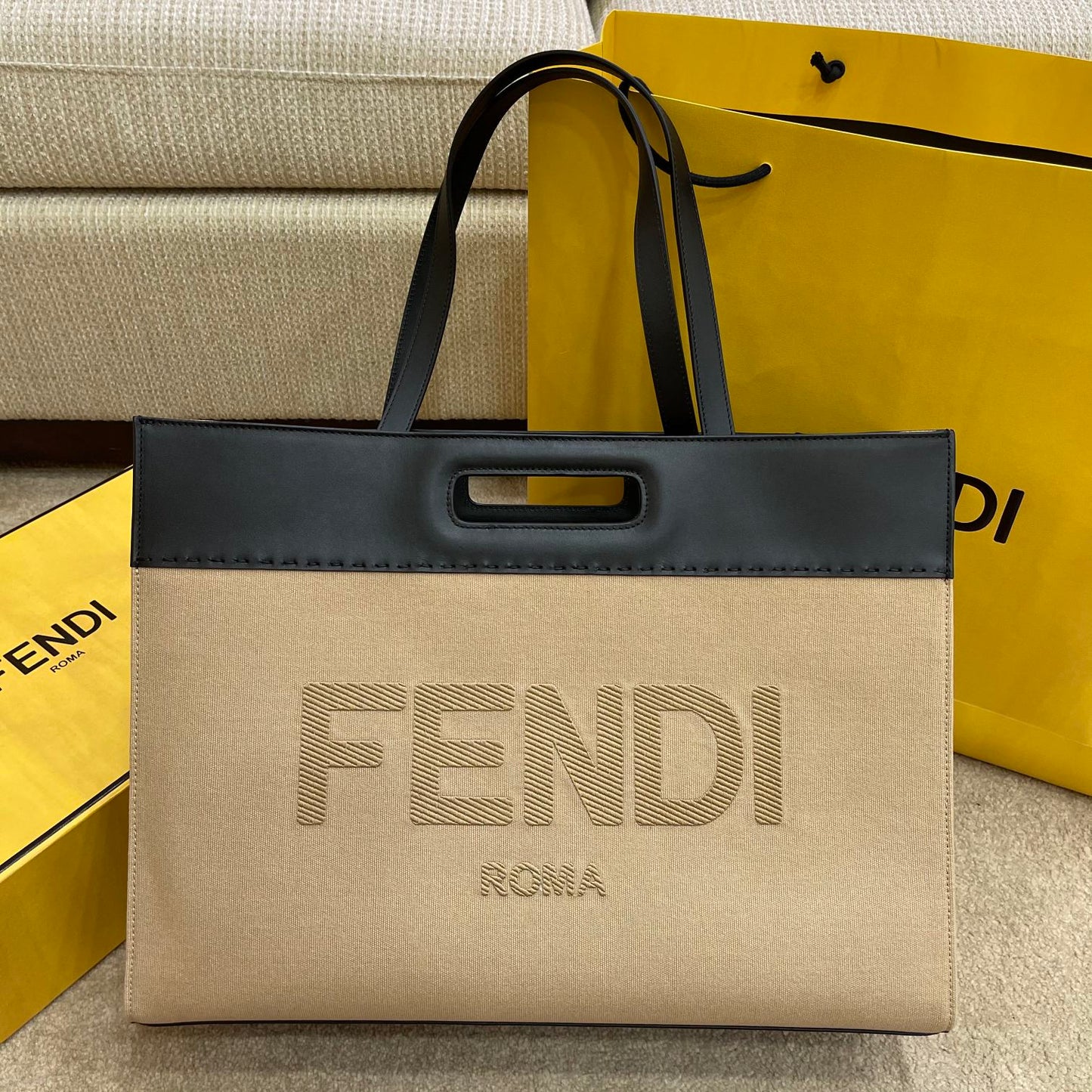 Fi Tote Bag For Women Handbags Ff Canvas Black