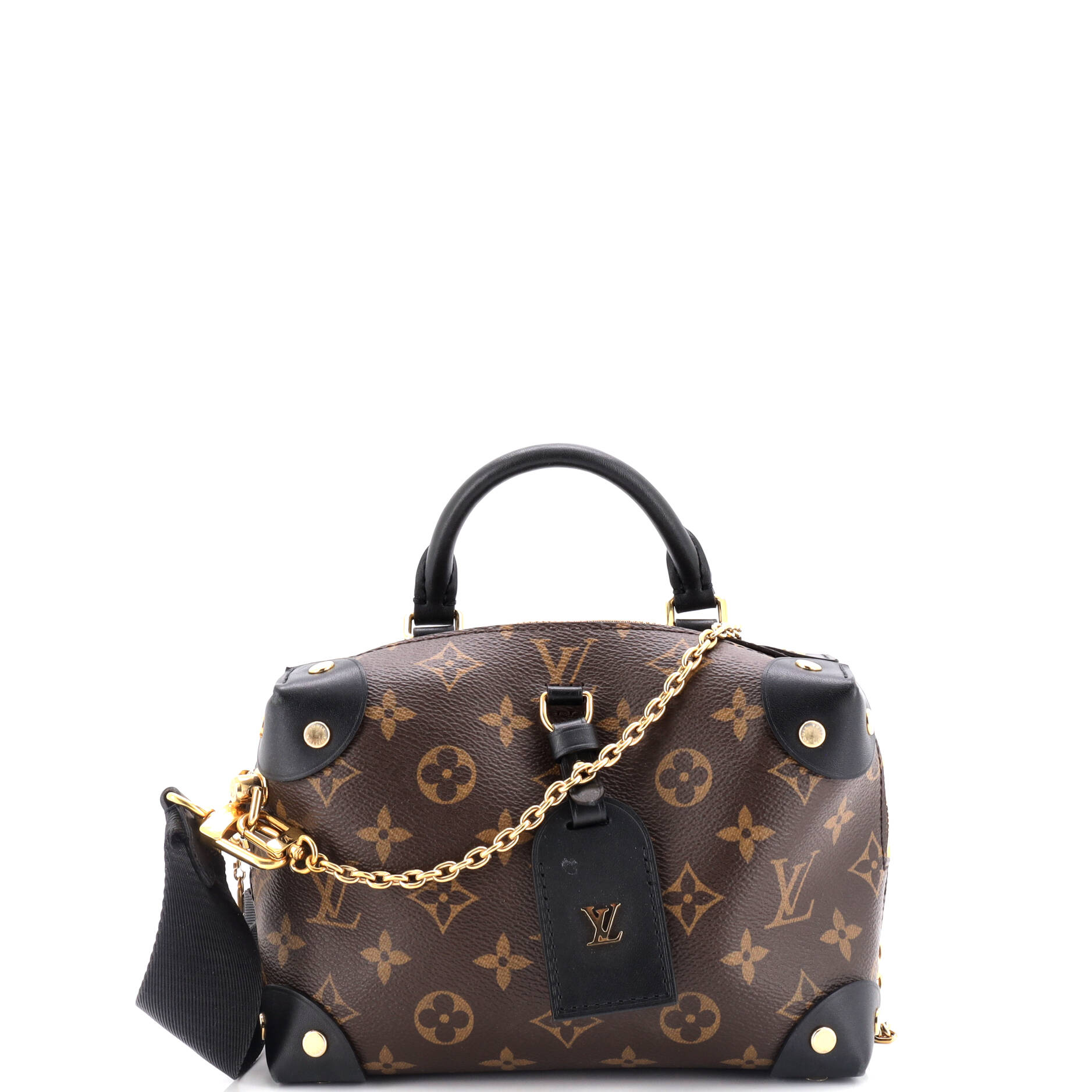 Louis Vuitton Petite Malle Souple Handbag Canvas Monogram Shoulder Bag