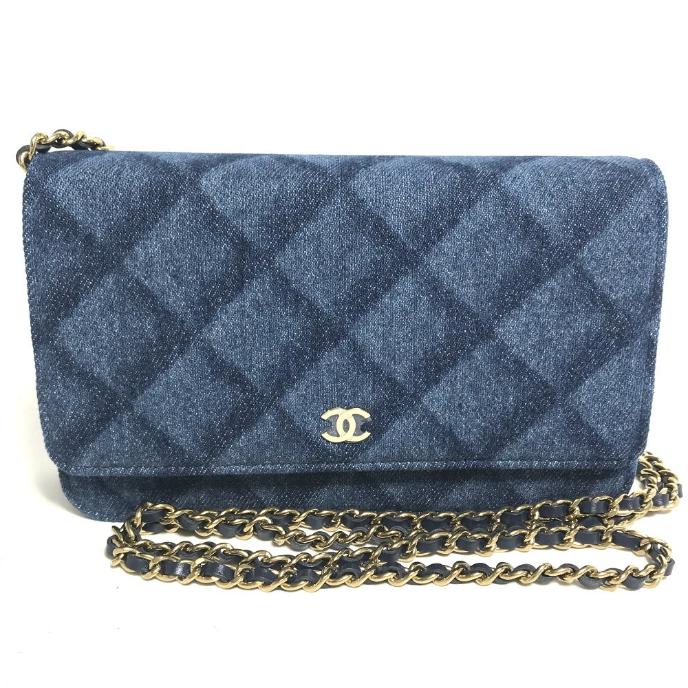 Chanel denim Long Purse Matrasse Blue Wallet Case
