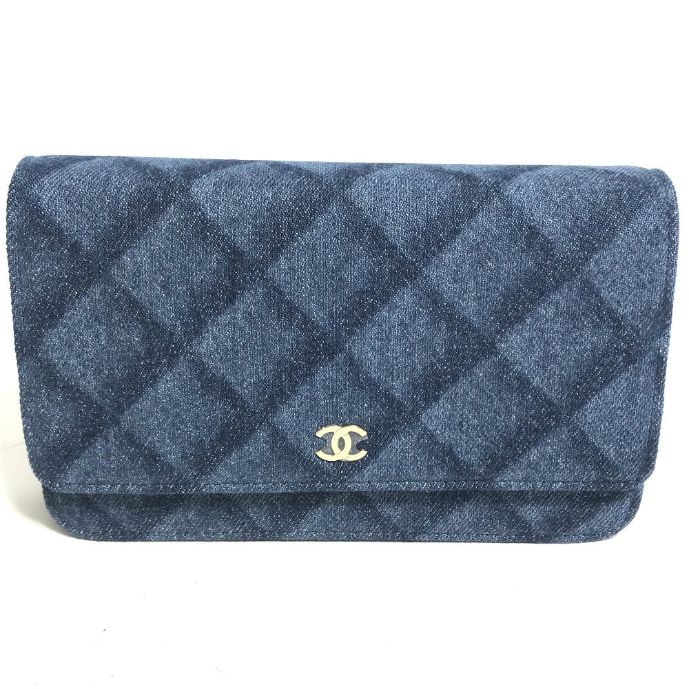 Chanel denim Long Purse Matrasse Blue Wallet Case