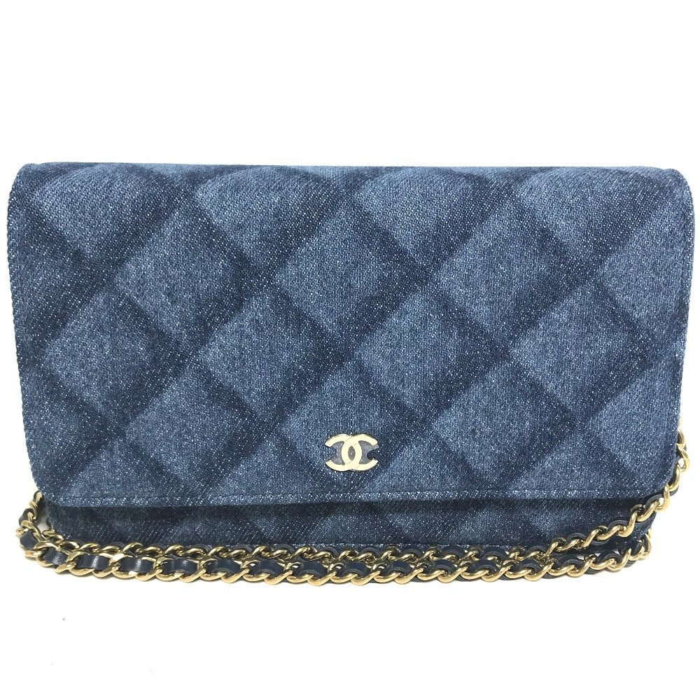 Chanel denim Long Purse Matrasse Blue Wallet Case