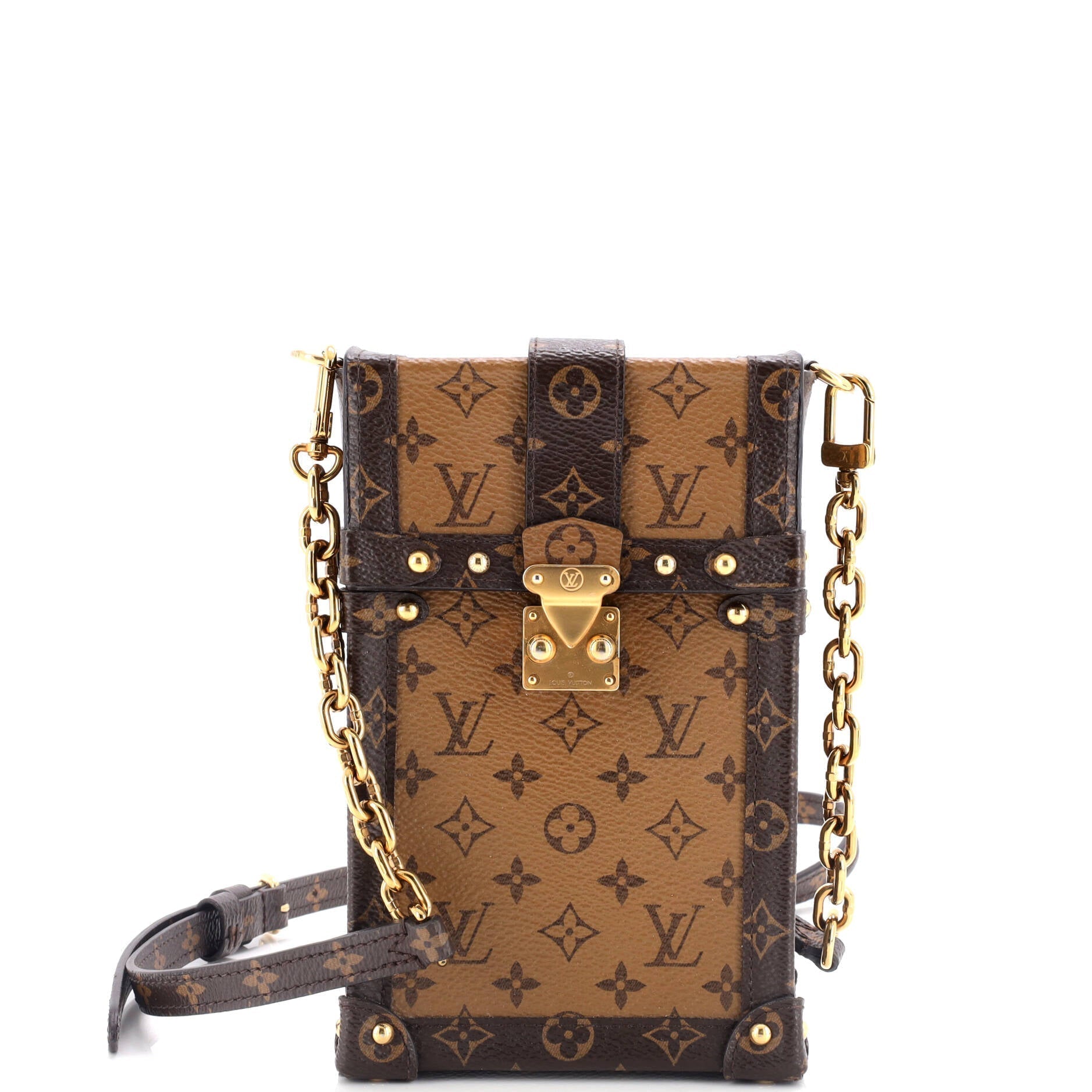 Louis Vuitton Vertical Trunk Pochette Reverse Shoulder Bag Canvas Monogram Canvas 3086466