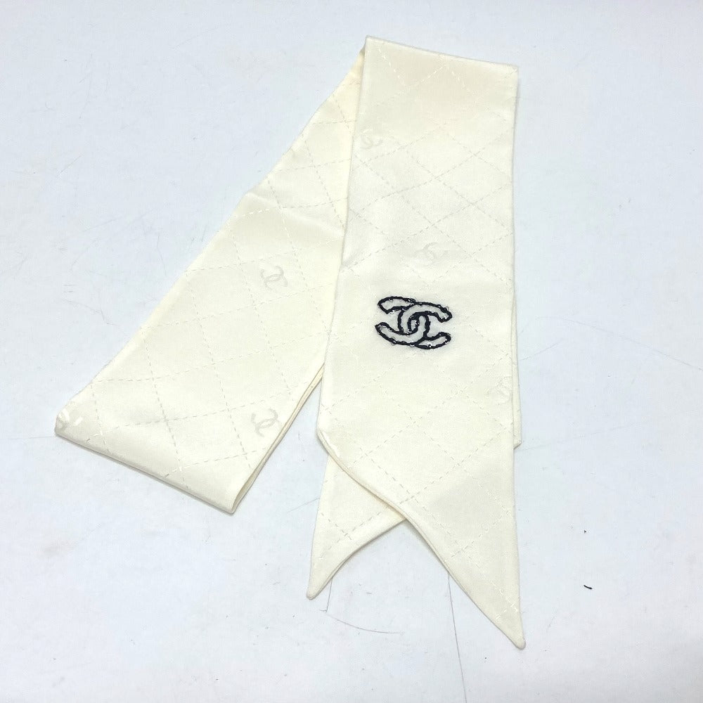 Chanel scarf silk COCO Mark Matrasse White