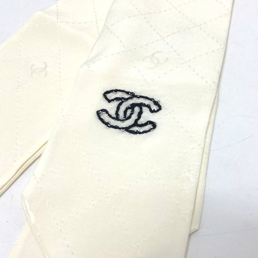 Chanel scarf silk COCO Mark Matrasse White