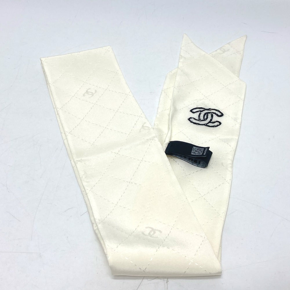 Chanel scarf silk COCO Mark Matrasse White