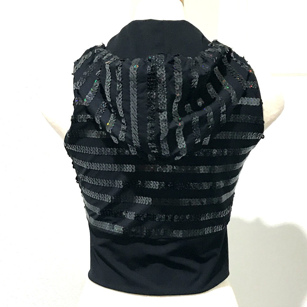 Chanel Vest Sequin 19C Zip up 38 Black Handbag