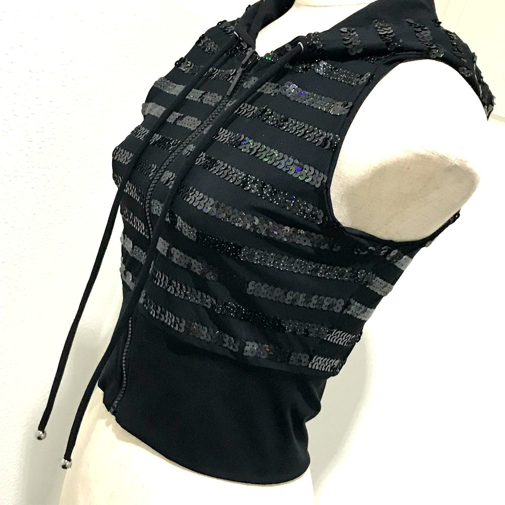 Chanel Vest Sequin 19C Zip up 38 Black Handbag