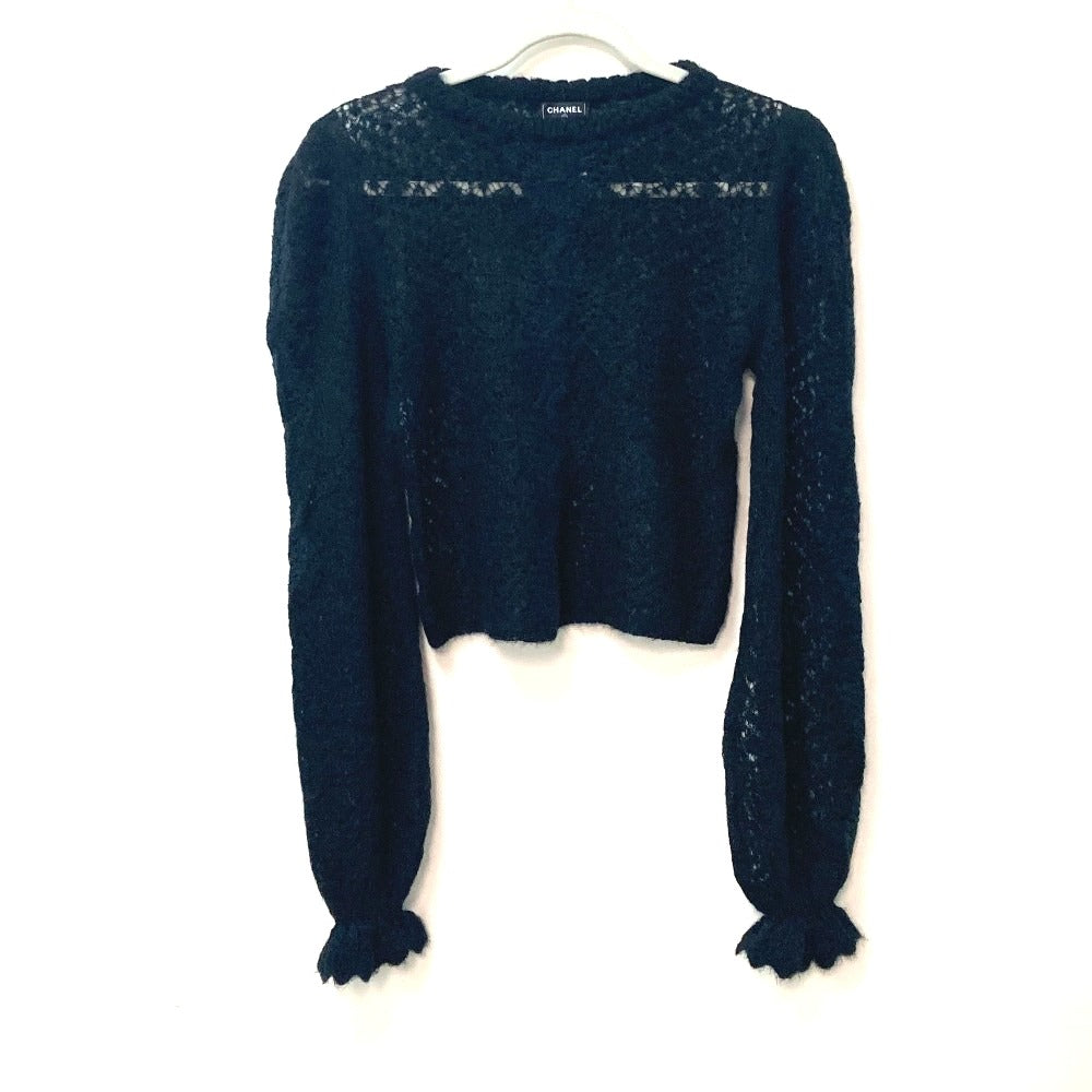 Chanel knit Alpaca Nylon CC COCO Mark Black Handbag