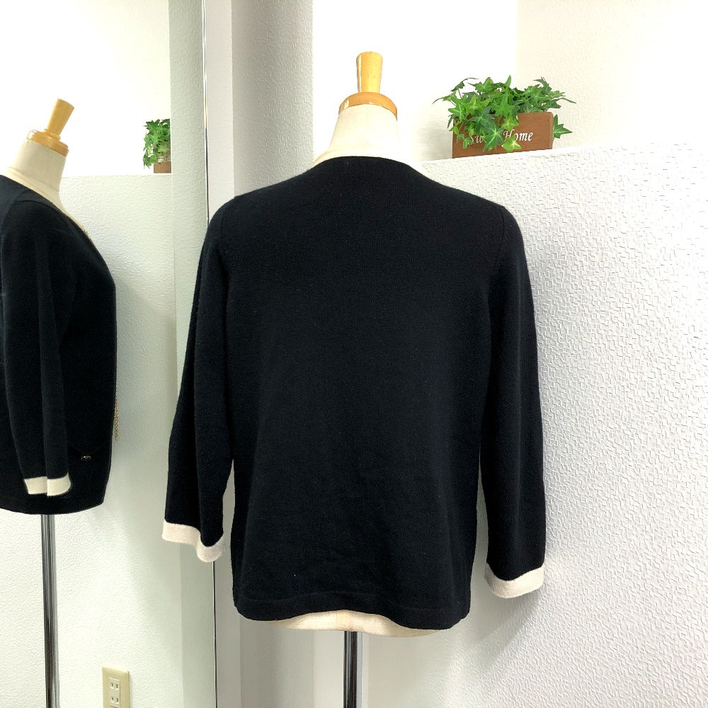 Chanel cardigan knit Bicolor COCO Button 38 Black Handbag