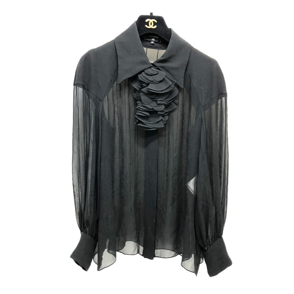 Chanel blo silk Apparel long sleeve tops Black Handbag