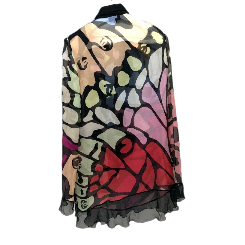 Chanel cardigan Viscose apparel COCO Mark Button Black Handbag
