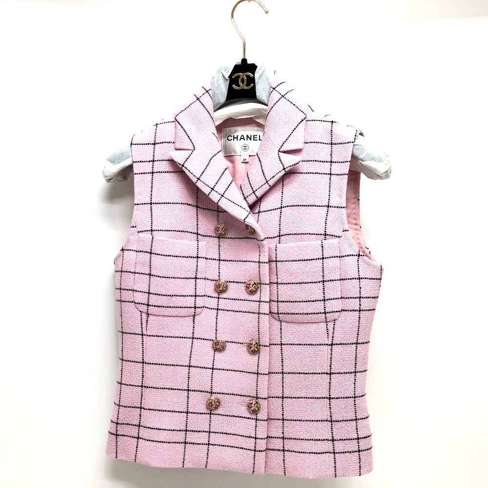 Chanel Vest tweed 24S tweed 34 Pink Handbag
