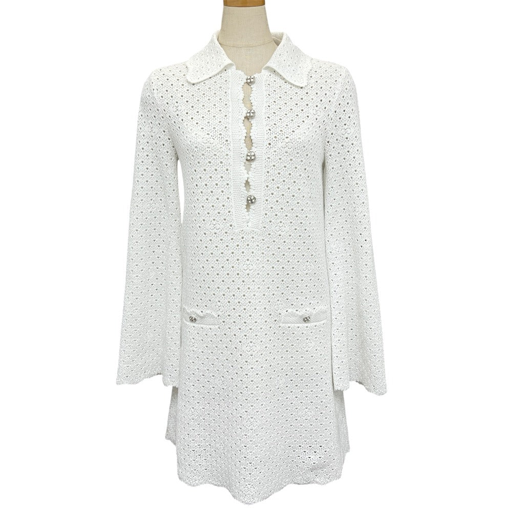 Chanel one piece cotton COCO Mark Clover White Handbag