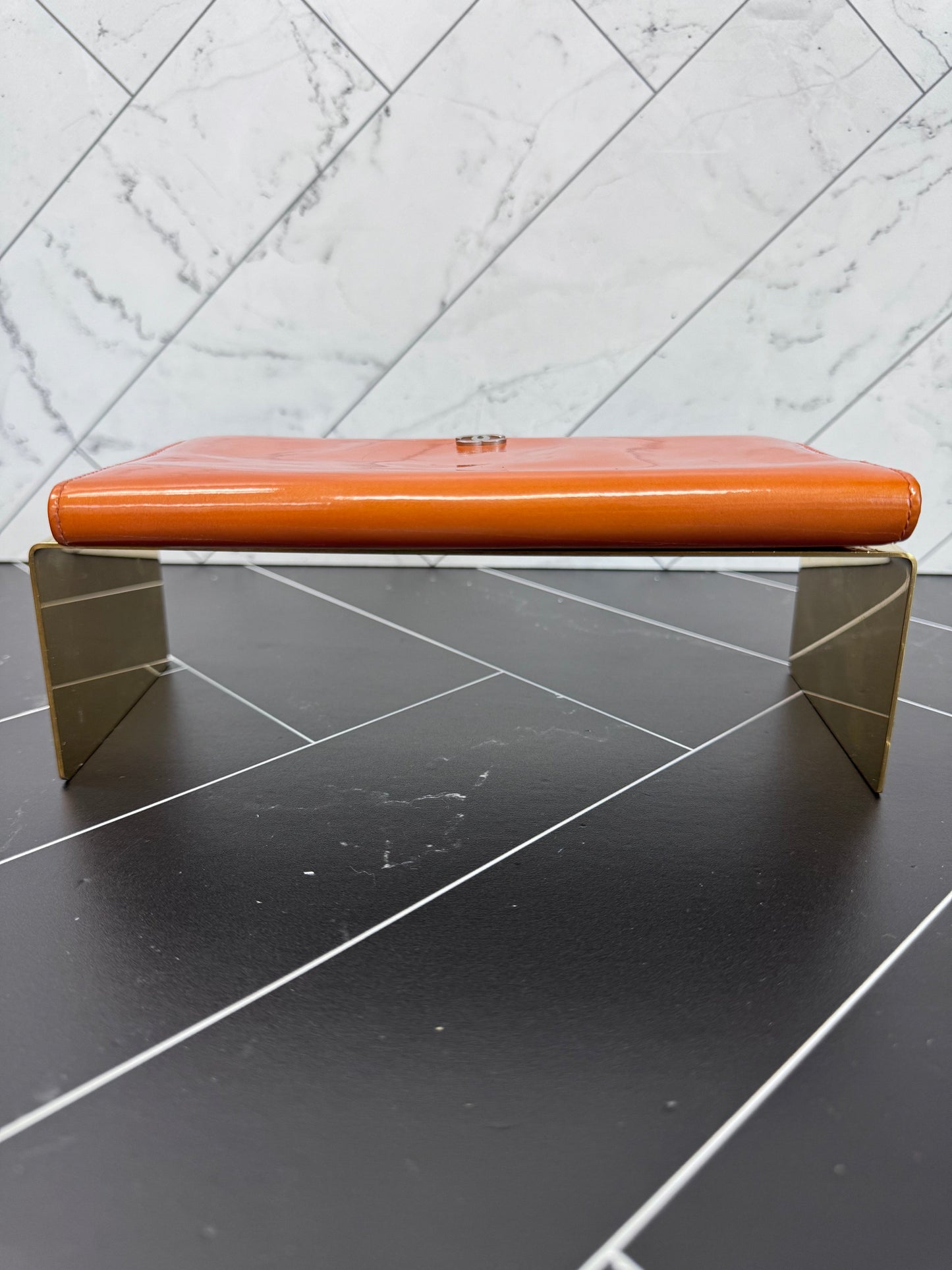 Chanel Orange Patent Leather Long Wallet
