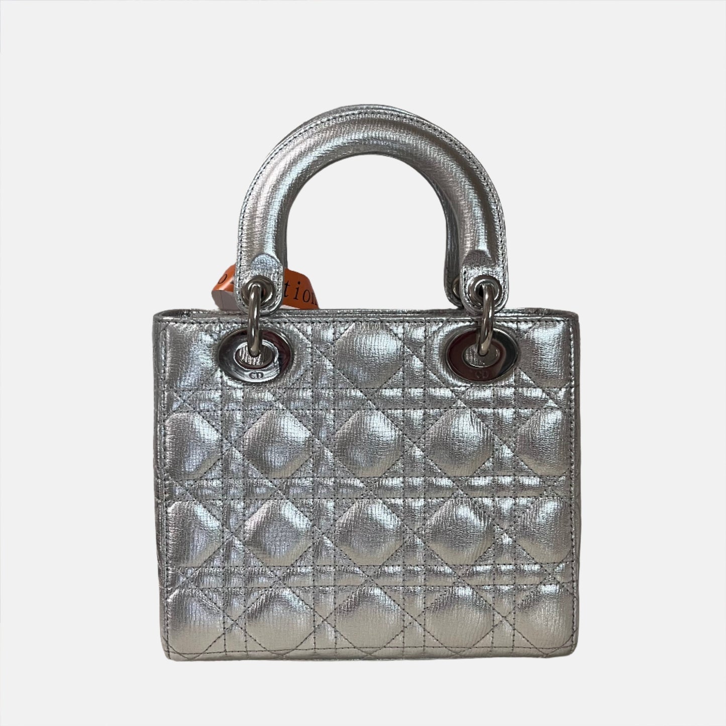 Dior Lady My Abc Cannage Handbag Leather Silver Travel Bag