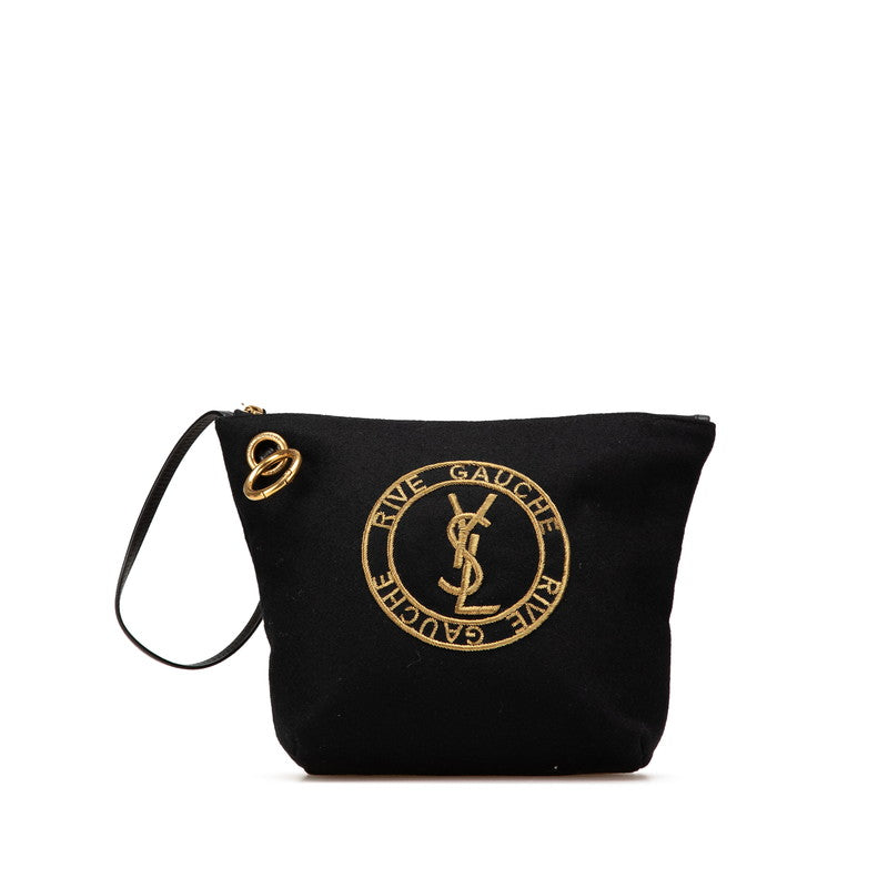 YSL Saint Laurent Rive Gauche Wool Clutch Bag Leather