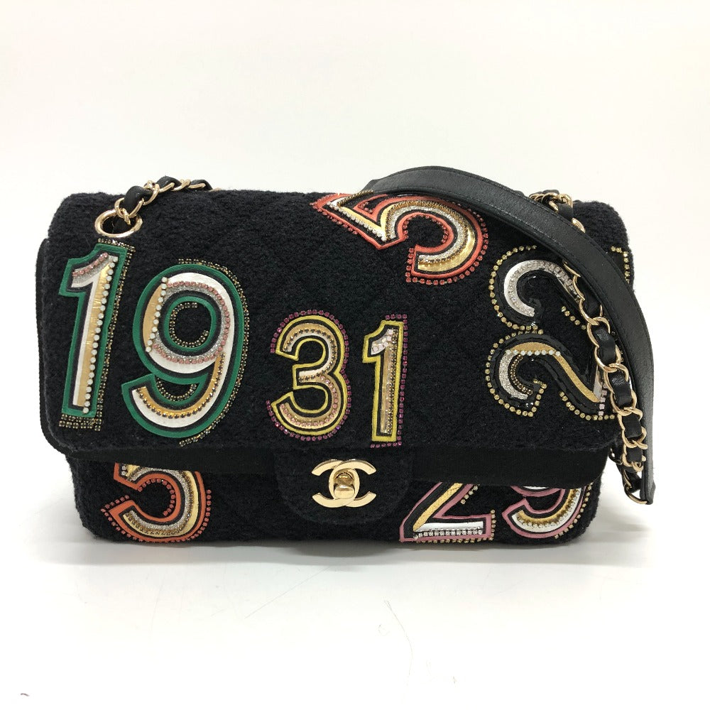 Chanel Matrasse No Icon Black Canvas Shoulder Bag